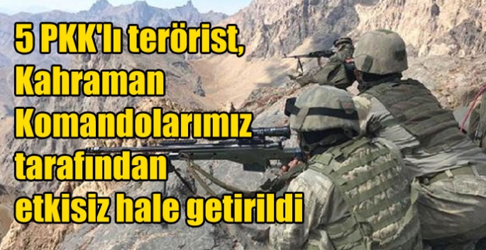 5 PKK'lı terörist, Kahraman Komandolarımız tarafından etkisiz hale getirildi