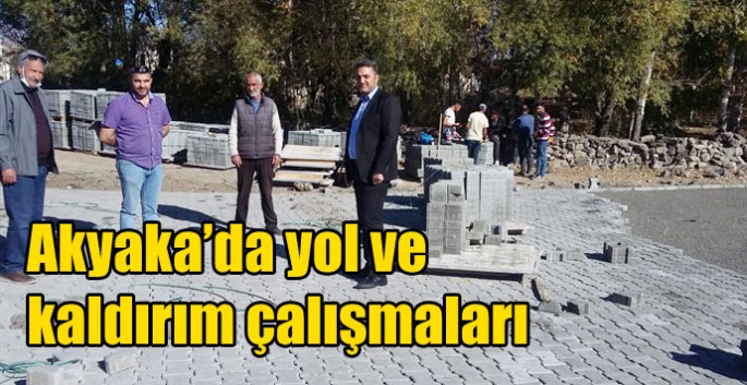 Akyaka’da yol ve kaldırım çalışmaları