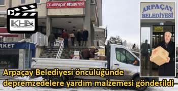 Arpaçay Belediyesi öncülüğünde depremzedelere yardım malzemesi gönderildi