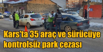 Kars'ta 35 araç ve sürücüye kontrolsüz park cezası