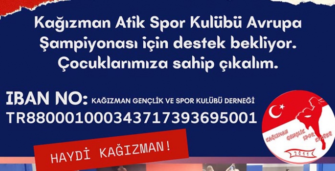 Kağızman Atik Spor Kulübü Avrupa Şampiyonası için destek bekliyor