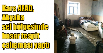 Kars AFAD, Akyaka sel bölgesinde hasar tespit çalışması yaptı