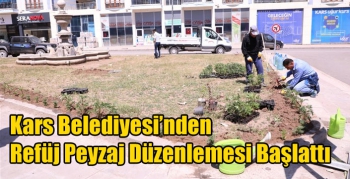 Kars Belediyesi’nden Refüj Peyzaj Düzenlemesi Başlattı