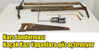 Kars Jandarması Kaçak Kazı Yapanlara göz açtırmıyor