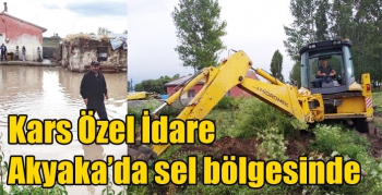 Kars Özel İdare Akyaka’da sel bölgesinde