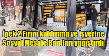 Kars’ta İpek 2 Fırını kaldırıma ve işyerine Sosyal Mesafe Bantları yapıştırdı