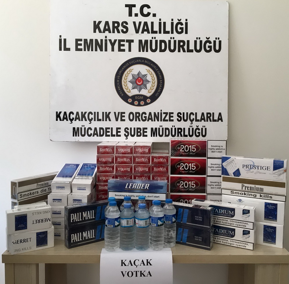 Kars’ta kaçak sigara ve içki operasyonu