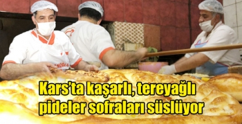 Kars’ta kaşarlı, tereyağlı pideler sofraları süslüyor