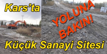 Kars’ta Küçük Sanayi Sitesinin yoluna bakın