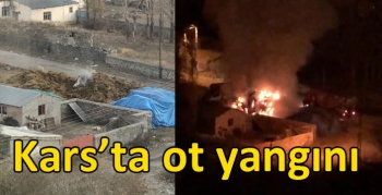 Kars’ta ot yangını