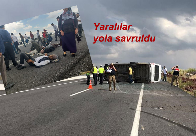 Kars’ta şiddetli rüzgar minibüsü devirdi