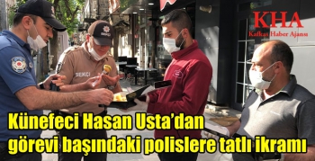 Kars’ta tatlıcı esnaftan polislere ağız tadında ikram