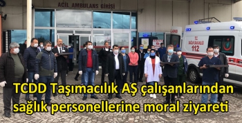 Kars’ta TCDD Taşımacılık AŞ çalışanlarından sağlık personellerine moral ziyareti