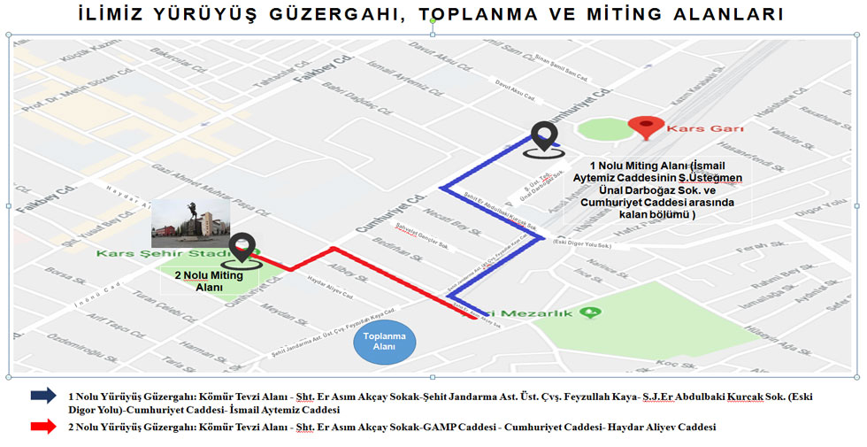 Kars’ta yürüyüş güzergahı, toplanma ve miting alanları belirlendi