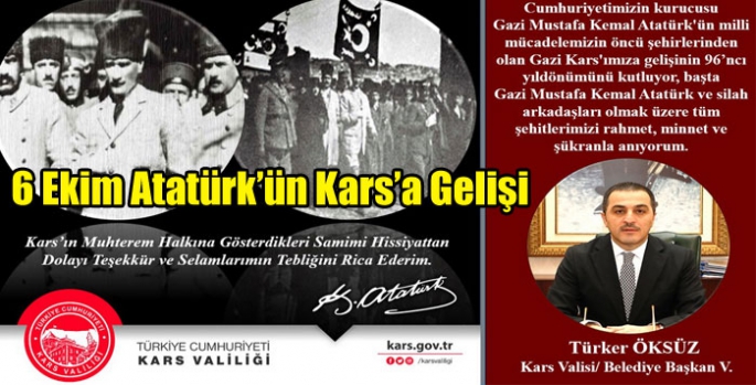 Kars Valisi Türker Öksüz’ün 6 Ekim mesajı