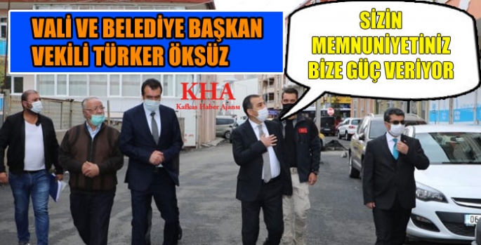 Kars Valisi ve Belediye Başkan Vekili Türker Öksüz belediye hizmetlerini denetliyor