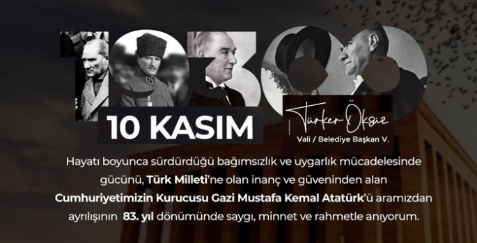 Kars Valisinin 10 Kasım Atatürk’ü Anma Günü Mesajı
