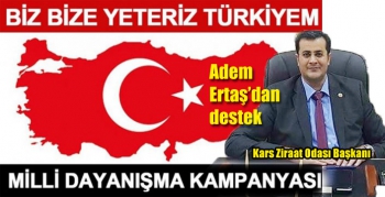 Kars Ziraat Odası Başkanı Adem Ertaş’dan Milli Dayanışma Kampanyasına destek