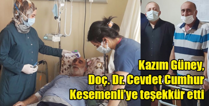 Kazım Güney, Doç. Dr. Cevdet Cumhur Kesemenli’ye teşekkür etti