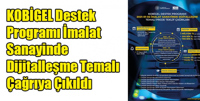 KOBİGEL Destek Programı İmalat Sanayinde Dijitalleşme Temalı Çağrıya Çıkıldı