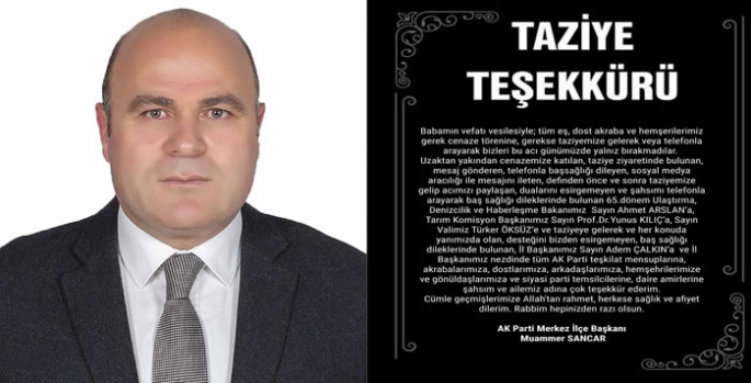 Muammer Sancar’dan taziye Teşekkürü