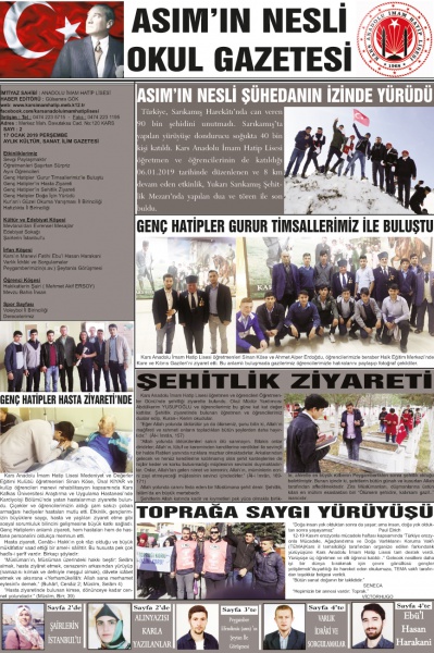 Okul Gazetesi Asımın Nesli Ocak 2019 Sayısı