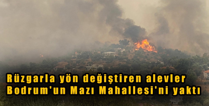 Rüzgarla yön değiştiren alevler Bodrum'un Mazı Mahallesi'ni yaktı