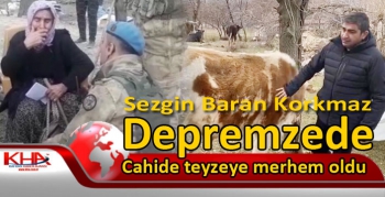 Sezgin Baran Korkmaz, Depremzede Cahide teyzeye merhem oldu