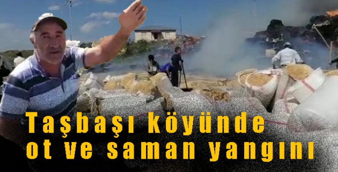 Taşbaşı köyünde ot ve saman yangını