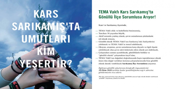 TEMA Vakfı Kars Sarıkamış’ta Gönüllü İlçe Sorumlusu Arıyor!